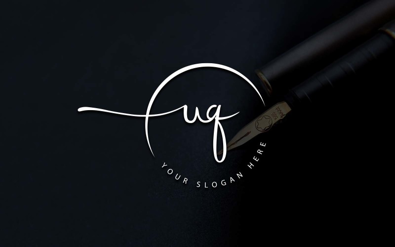 Projekt logo litery UQ w stylu Studio kaligrafii