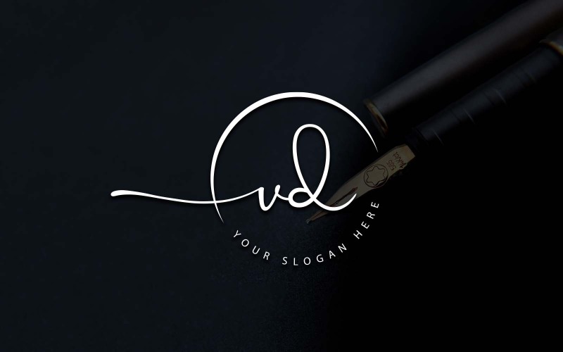 Projekt logo litery VD w stylu Studio kaligrafii