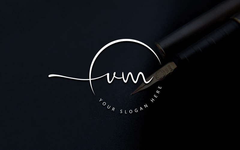 Projektowanie logo litery VM w stylu Studio kaligrafii
