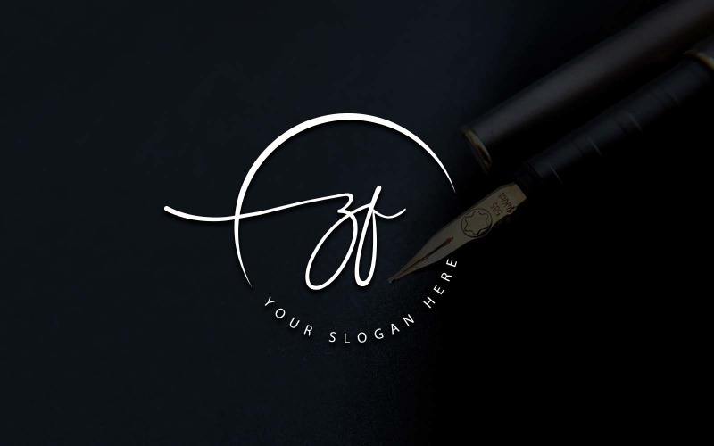 Calligraphy Studio Style ZF Letter Logo Design