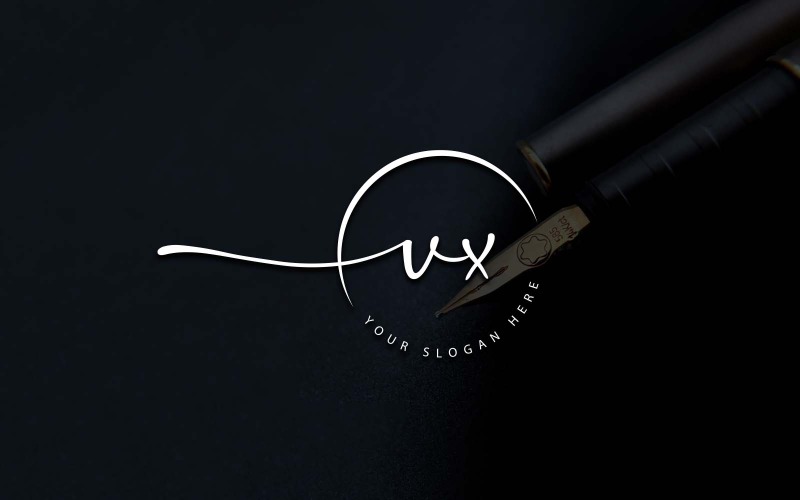 Création de logo de lettre VX de style studio de calligraphie