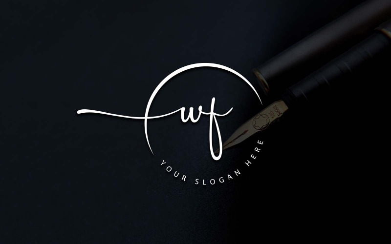 Création de logo de lettre WF de style studio de calligraphie