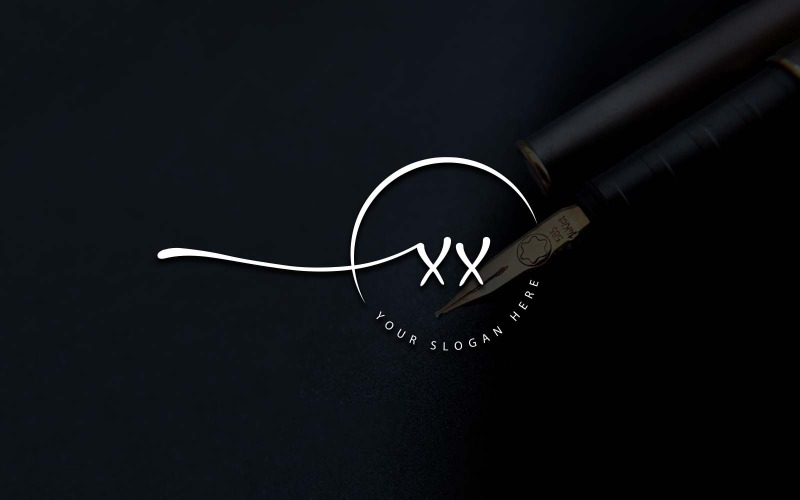 Création de logo de lettre XX de style studio de calligraphie