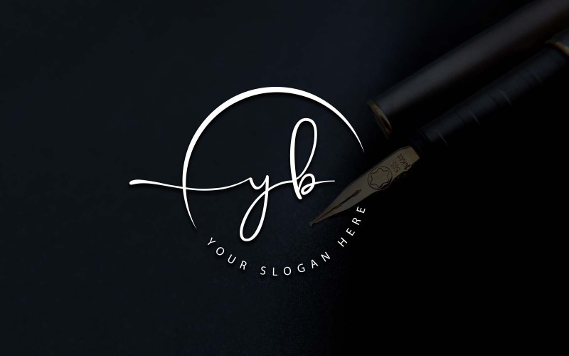 Création de logo de lettre YB de style studio de calligraphie