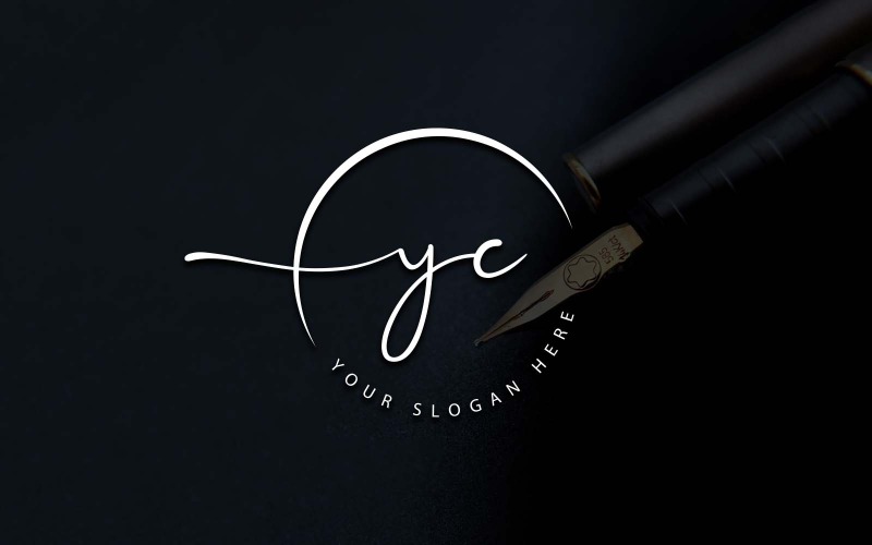 Création de logo de lettre YC de style studio de calligraphie