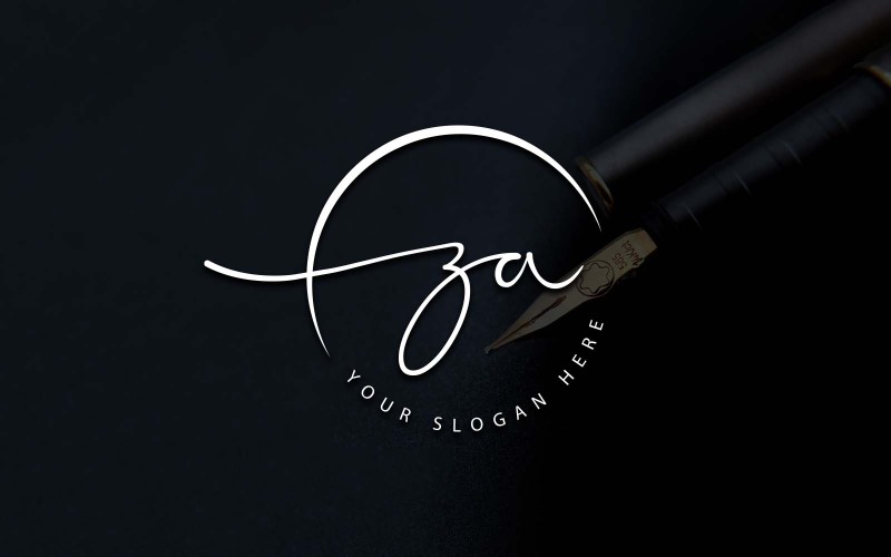 Création de logo de lettre ZA de style studio de calligraphie