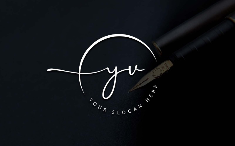Design de logotipo de letra YV estilo estúdio de caligrafia