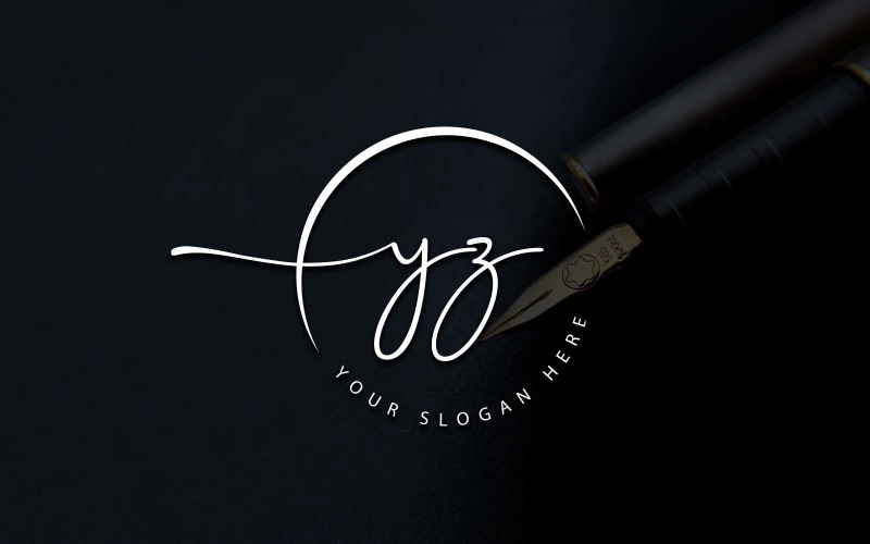 Design de logotipo de letra YZ estilo estúdio de caligrafia