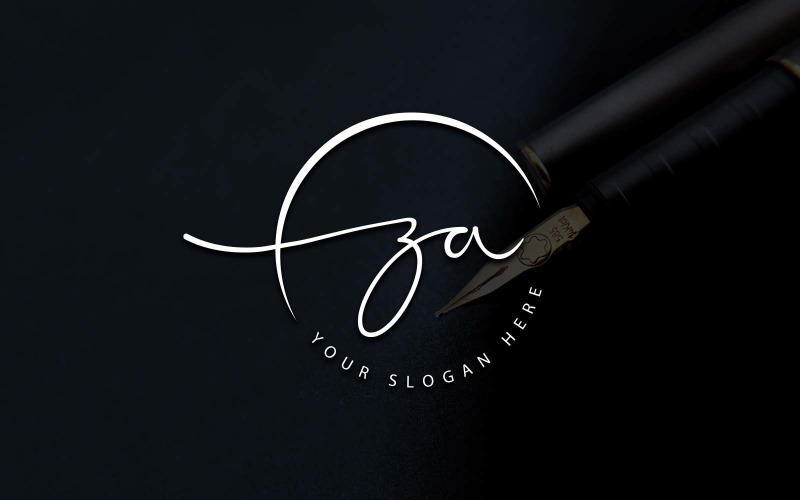 Design de logotipo de letra ZA estilo estúdio de caligrafia