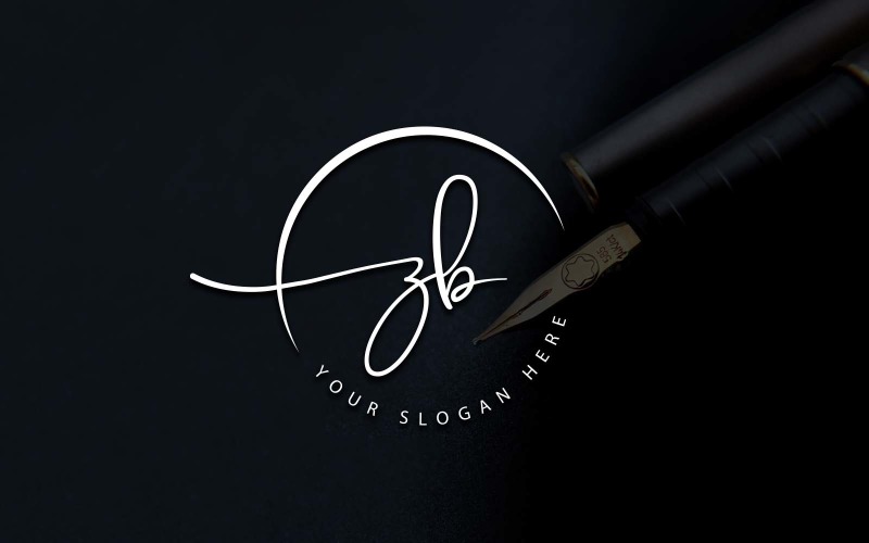 Design de logotipo de letra ZB estilo estúdio de caligrafia