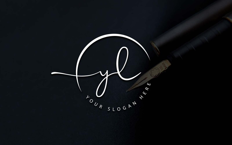 Design del logo della lettera YL in stile studio di calligrafia