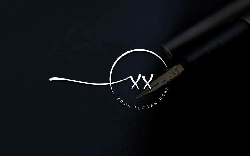 Diseño de logotipo de letra XX estilo estudio de caligrafía