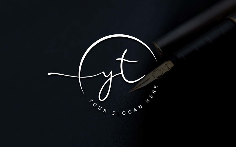 Diseño de logotipo de letra YT estilo estudio de caligrafía