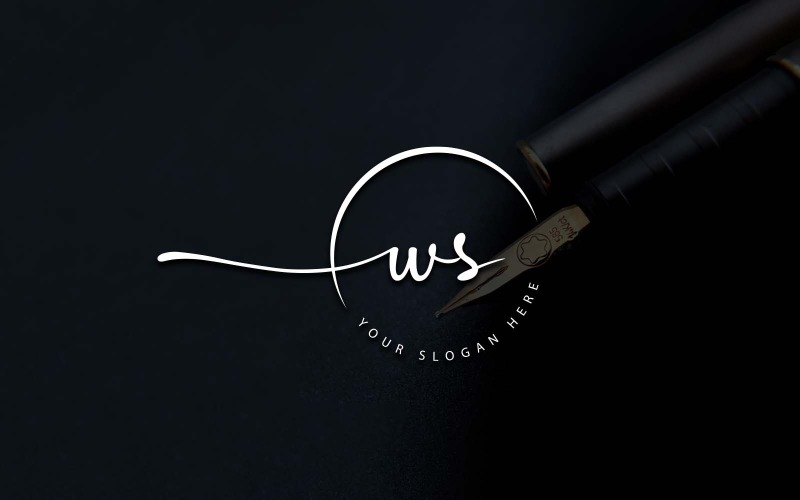 Kaligrafické Studio styl WS dopis Logo Design