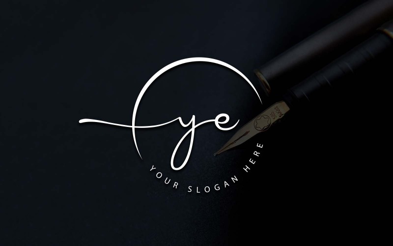 Kalligrafi Studio stil YE bokstavslogotypdesign
