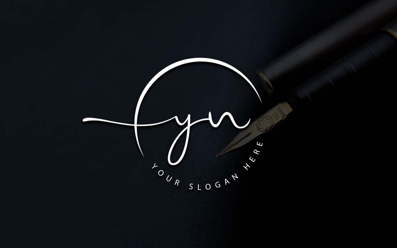 Kalligrafi Studio stil YN bokstavslogotypdesign