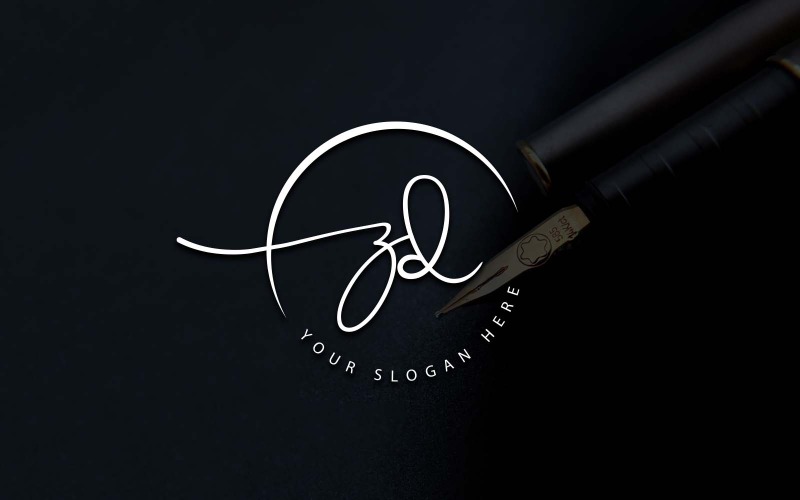 Kalligrafi Studio stil ZD Letter Logo Design