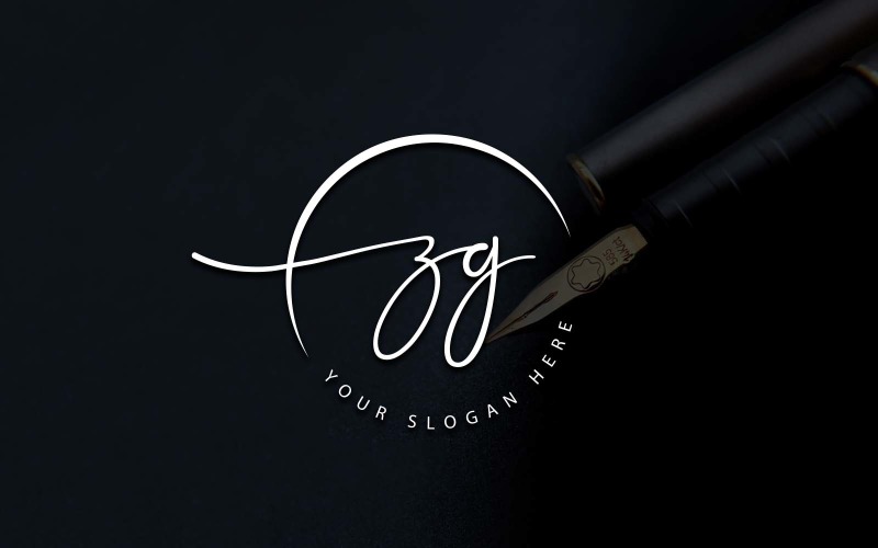 Kalligráfia Stúdió stílusú ZG Letter Logo Design