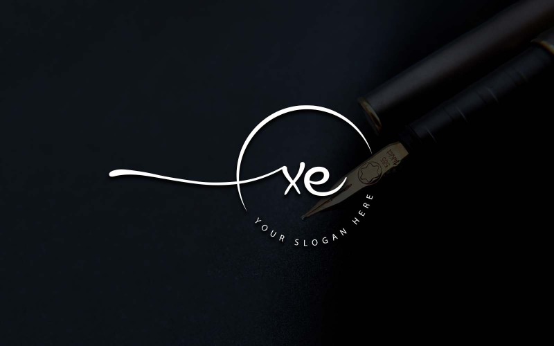 Kalligrafie Studio stijl XE brief Logo ontwerp