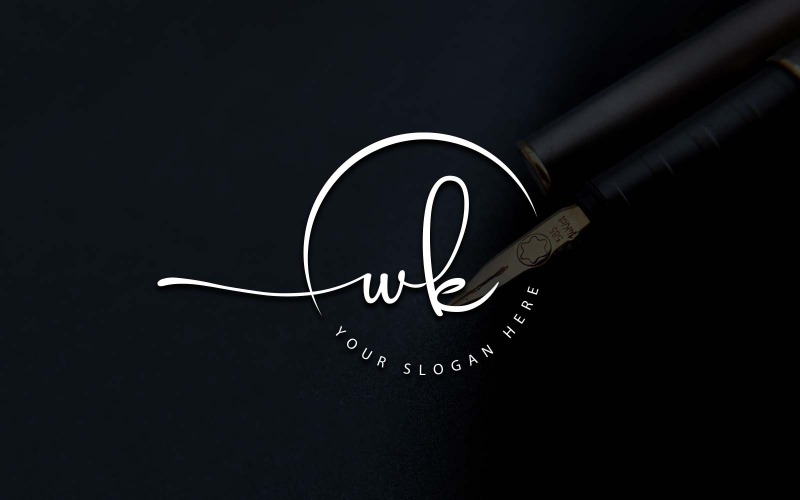 Kalligrafie-Studio-Stil WK-Letter-Logo-Design