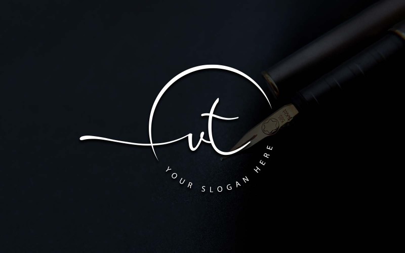 Projekt logo litery VT w stylu studio kaligrafii