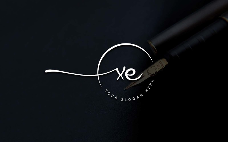 书法工作室风格 XE 字母标志设计