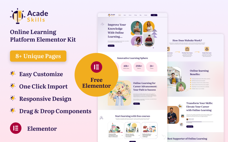 Acade Skills — набор Elementor для платформы онлайн-обучения