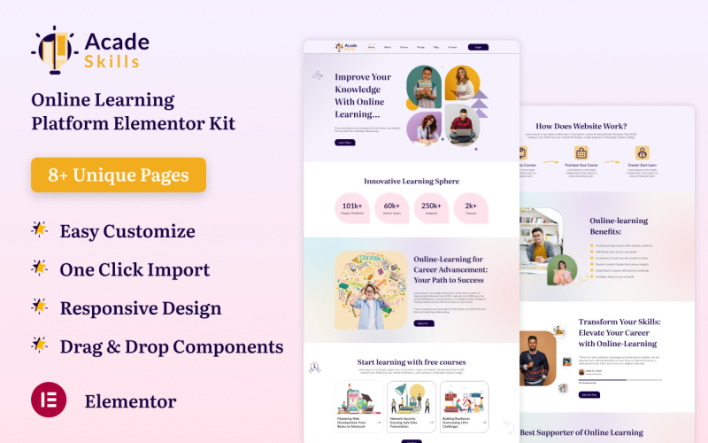 Acade Skills - Online Learning Platform Elementor Kit
