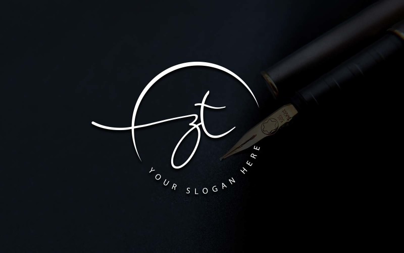 Calligraphy Studio Style ZT Letter Logo Design