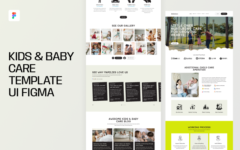 Gebruikers- en babyverzorgingssjabloon UI Figma