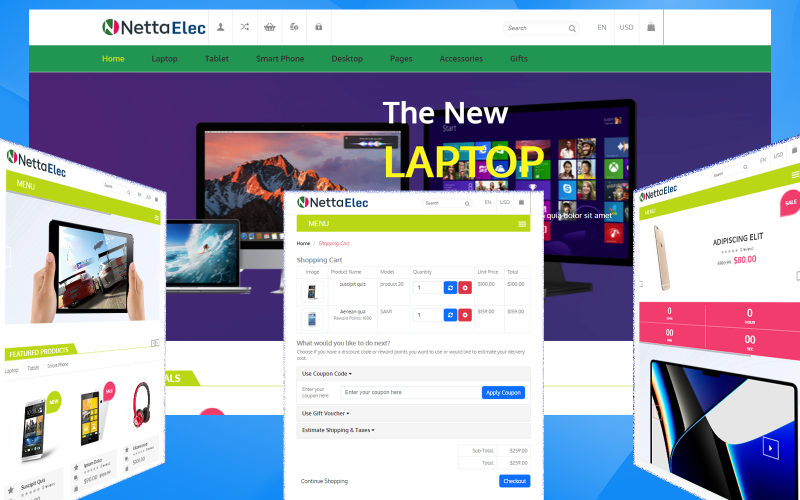 NettaElec - Шаблон для покупок - Адаптивный шаблон веб-сайта на Bootstrap