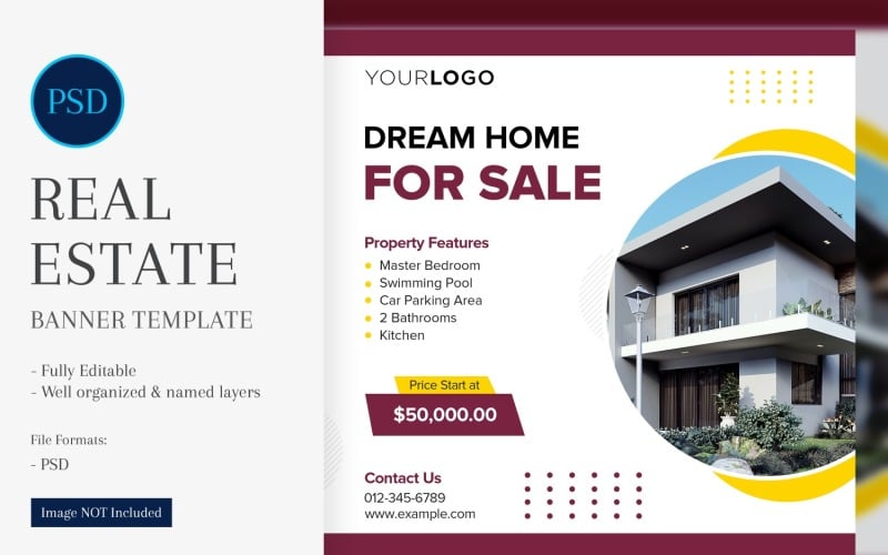 Real Estate Social Media Banner Post Design Template 70