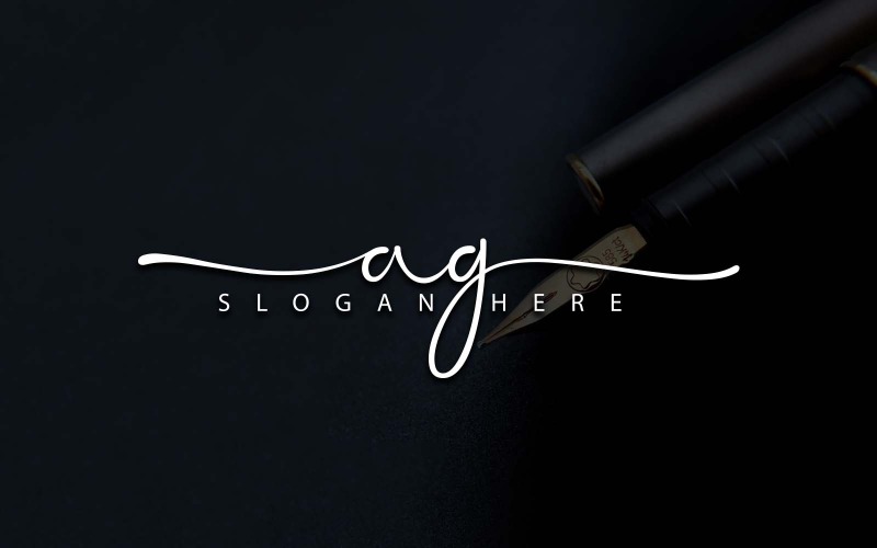 Calligraphy Studio Style AG Letter Logo Design - Identità del marchio