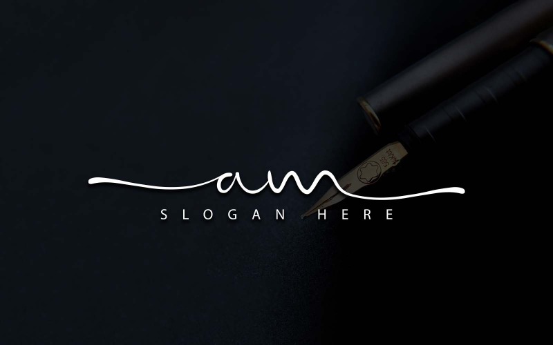 Calligraphy Studio Style AM Letter Logo Design - Identità del marchio