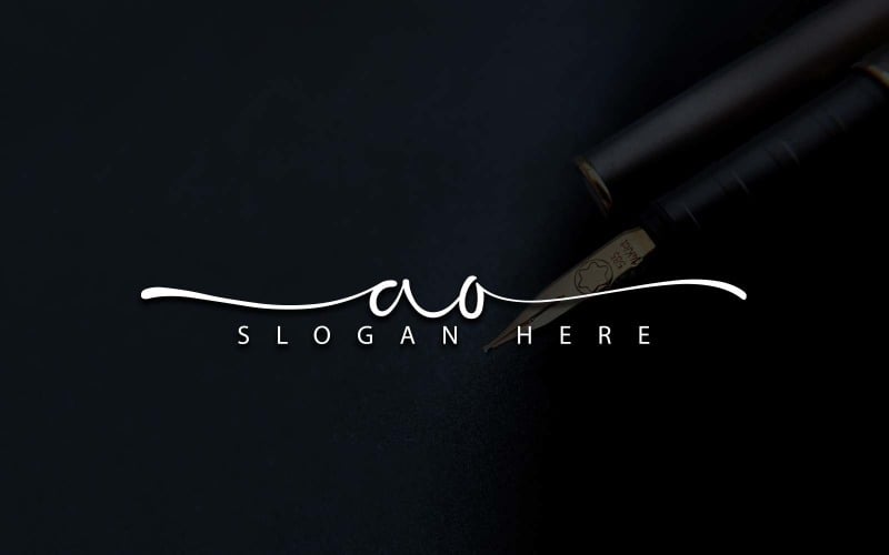 Calligraphy Studio Style AO Letter Logo Design - Brand Identity