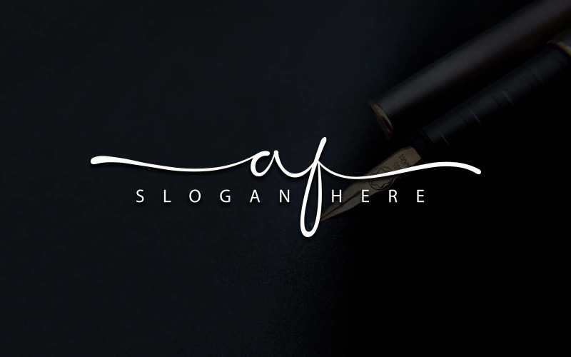 Kalligrafi Studio stil AF Letter Logotypdesign - varumärkesidentitet