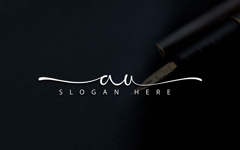 Kalligráfia Stúdió Stílusú AU Letter Logo Design - márkaidentitás