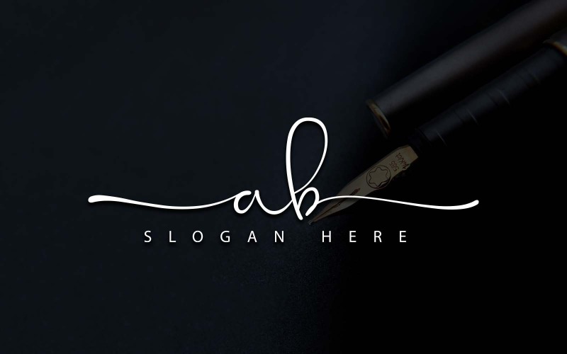 Kalligrafie Studio stijl AB brief Logo ontwerp - merkidentiteit