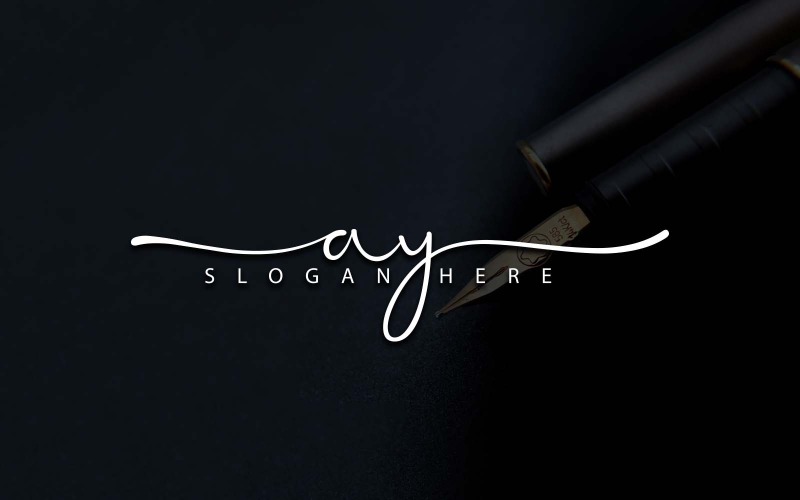 Kalligrafie Studio stijl AY brief Logo ontwerp - merkidentiteit