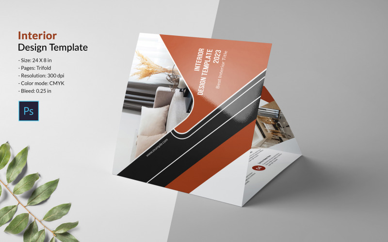 Square Trifold Interiér Brožura šablona