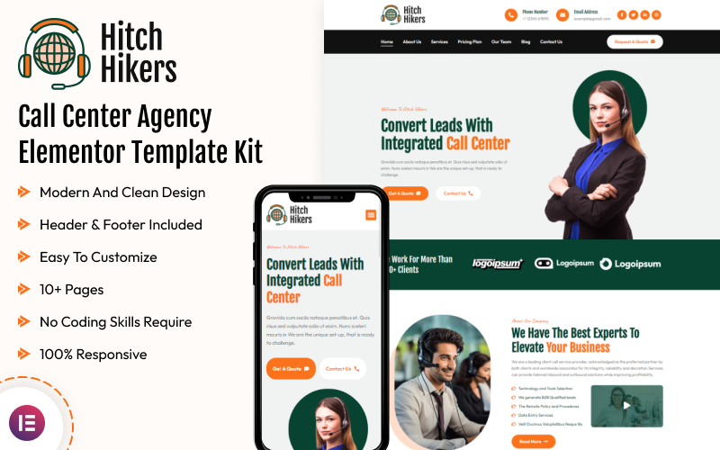 Hitch Hikers – Call Center Agency Elementor sablonkészlet