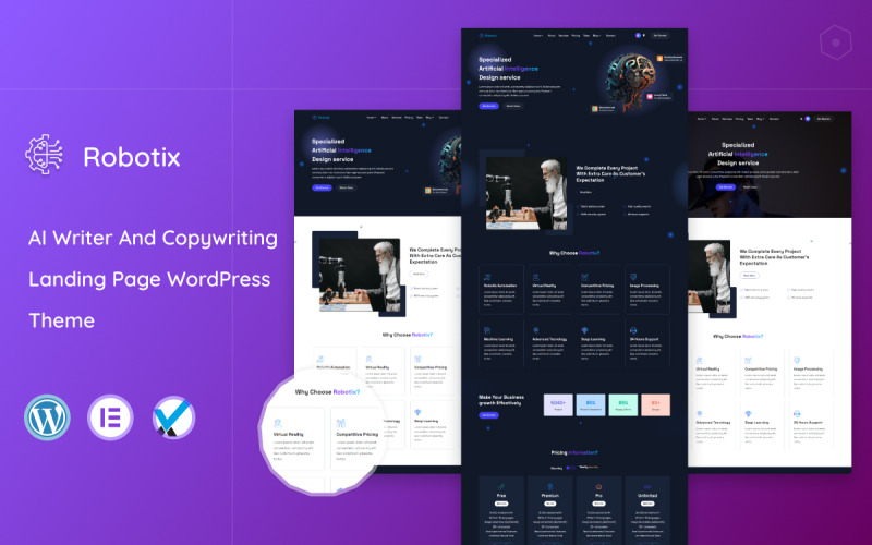 Robotix – AI Writer & Copywriting Úvodní stránka WordPress Téma