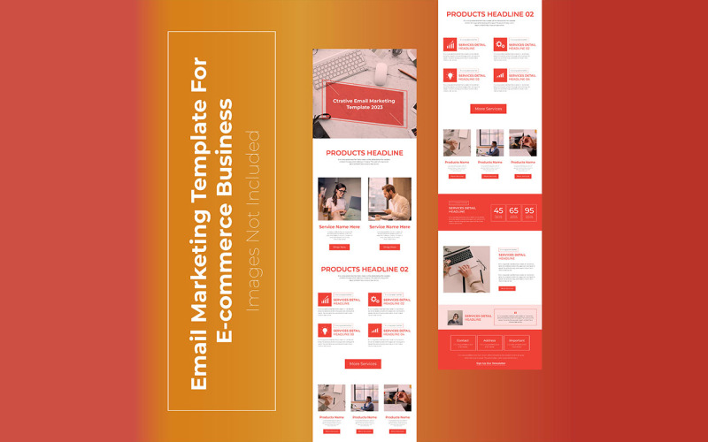 E-mailmarketing conceptpagina of e-mailnieuwsbriefsjabloon van één pagina in plat ontwerp