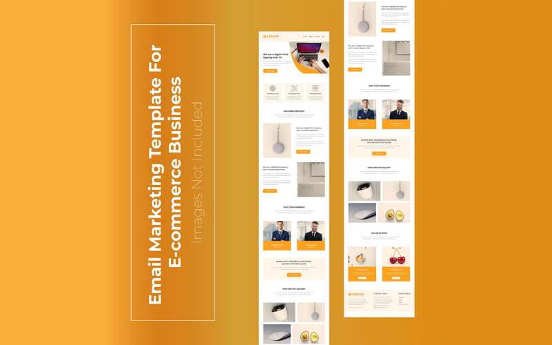 Página de concepto de marketing por correo electrónico o plantilla de boletín informativo por correo electrónico de una página