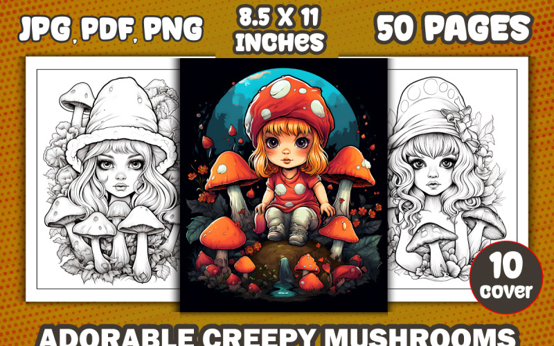 Adorable Creepy Mushrooms Coloring Pages - TemplateMonster