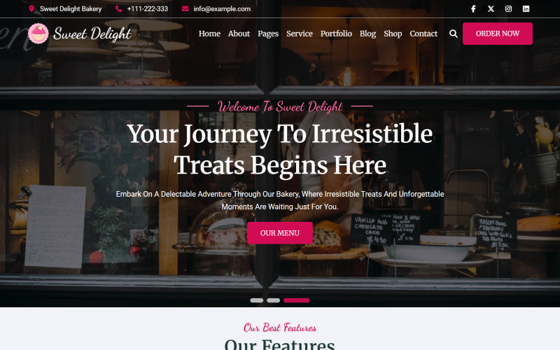 Sweet Delight - Modello di sito Web HTML5 per dolci e prodotti da forno