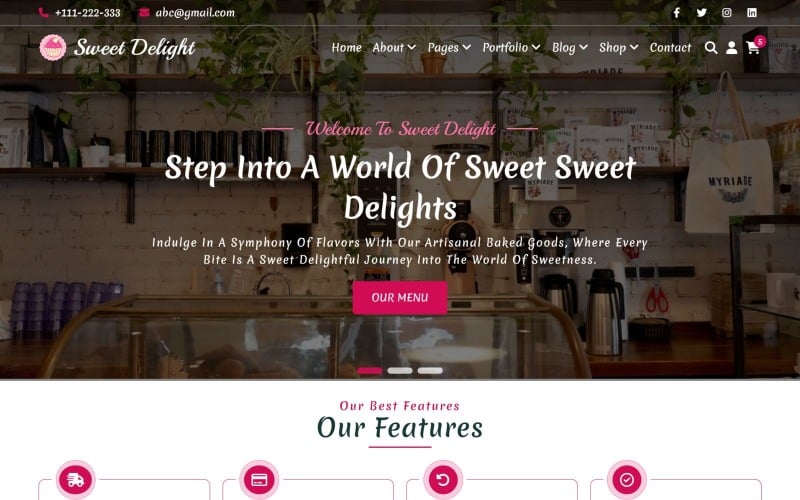 Sweet Delight - Szablon witryny HTML5 ze słodyczami i piekarnią
