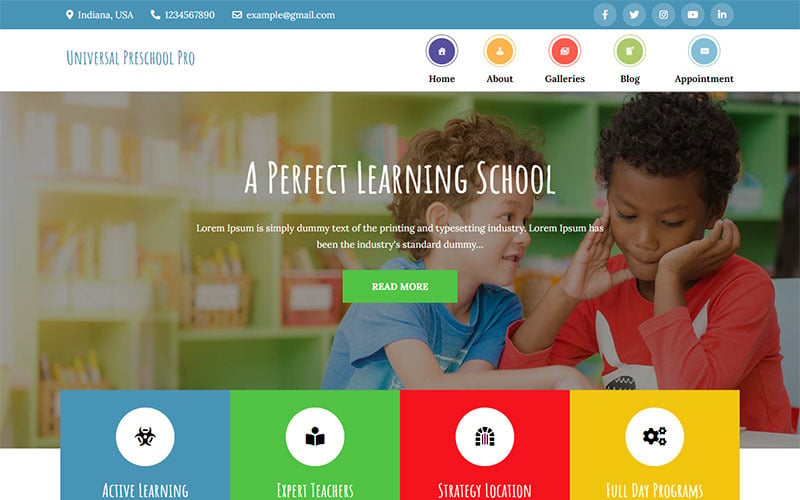 Universal Preschool Pro — czysty i nowoczesny motyw dla dzieci