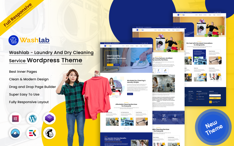 Washlab – WordPress-Theme für Wäsche und chemische Reinigung