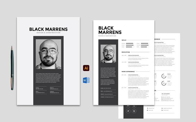 Black Marren's Resume Template